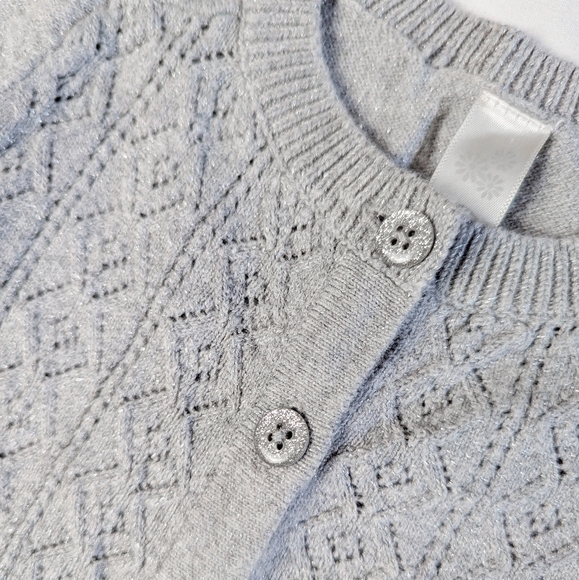 4/$15 18M Cherokee Sparkly Grey Knit Cardigan Sweater Lightweight Dressy Holiday - Picture 2 of 6